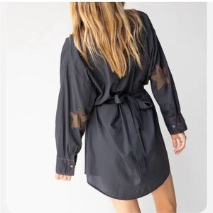 NATURAL LIFE Lesli Shirt Dress with elbow patch star accents. NWT.
